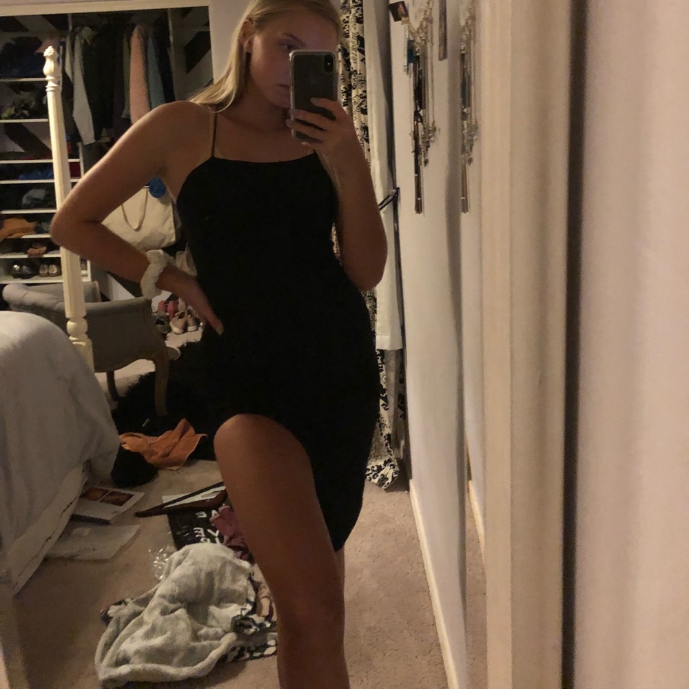 Boohoo high slit body con dress